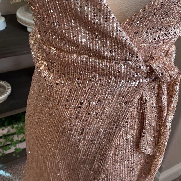 NWT Angel Biba Champagne Sequin
Wrap Mini Dress (Size Small) - Picture 3 of 7